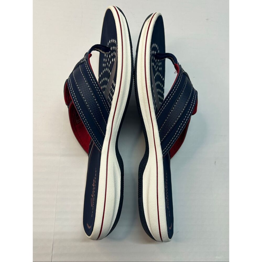Clarks Cloudsteppers Brinkley Jazz Women's Sandals Size 8 Navy Patriotic Stars - Picture 10 of 10